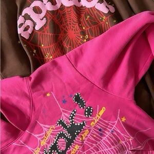 Pink Graphic Spiderweb Hoodie Sweatshirt - Unknown Brand